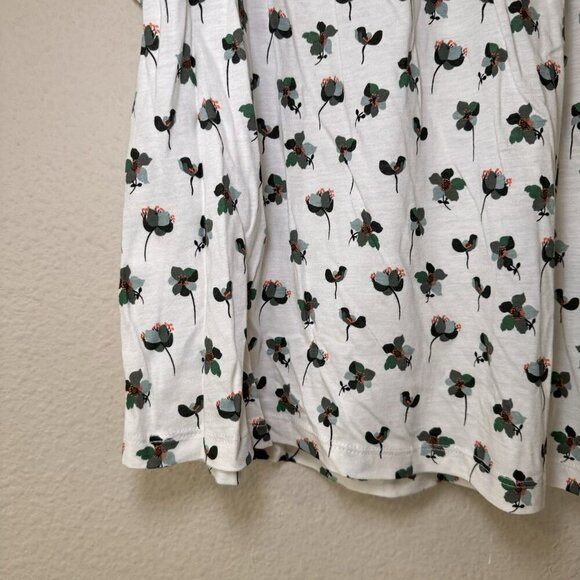 Loft White T shirt with Vibrant Green Floral Print Lightweight Cotton tee M - Picture 4 of 8